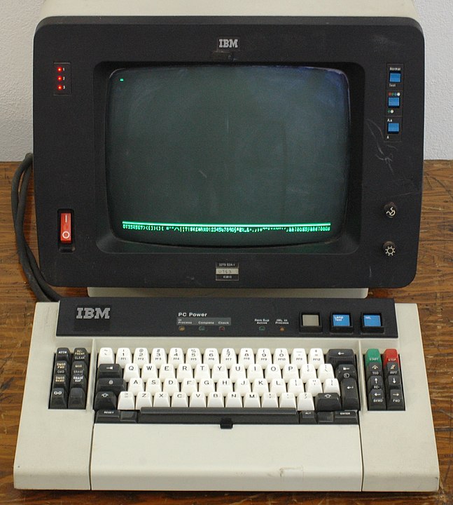 An IBM 3279 computer terminal