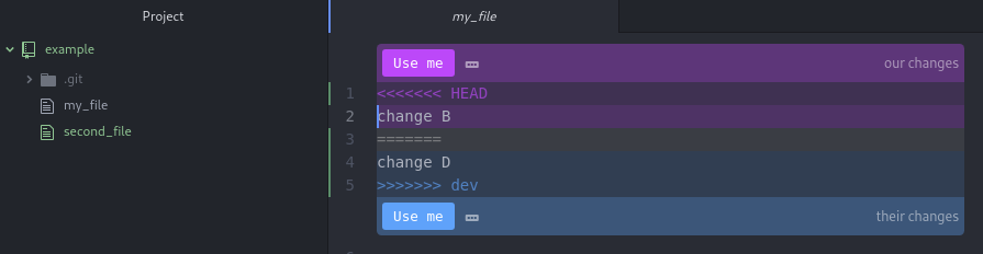 Atom showing a merge conflict when merging