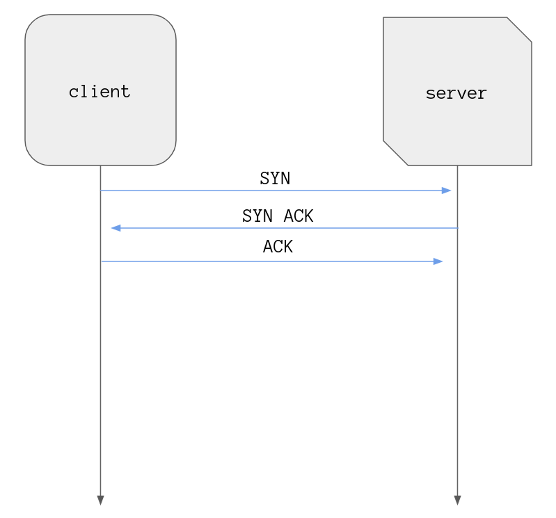 A diagram showing a client and a server doing a TCP Handshake